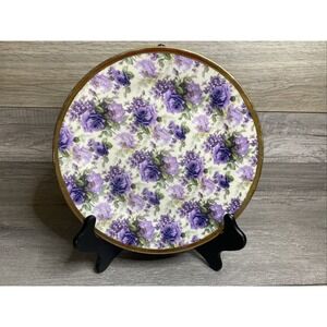 Victorias‎ Garden Floral Dinner Plate w/ gold rim 11in